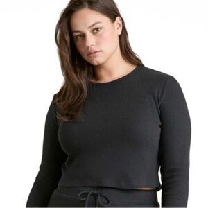 Nuuds Micro Waffle Black Crop Top (sold out on Nuuds site)